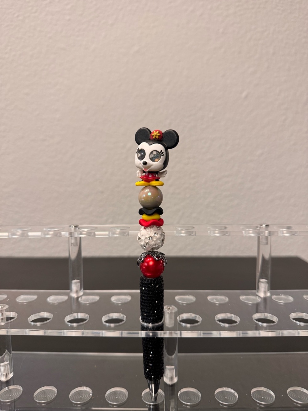 Minnie Mouse-Themed Stacking Bead Pen - Black, Red, Yellow, White